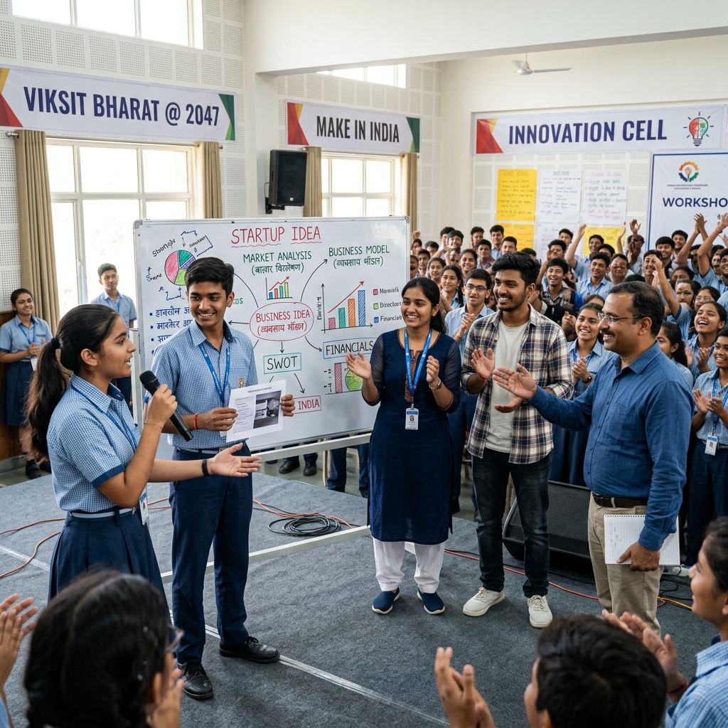 Students and young entrepreneurs attending an entrepreneurship workshop at a college