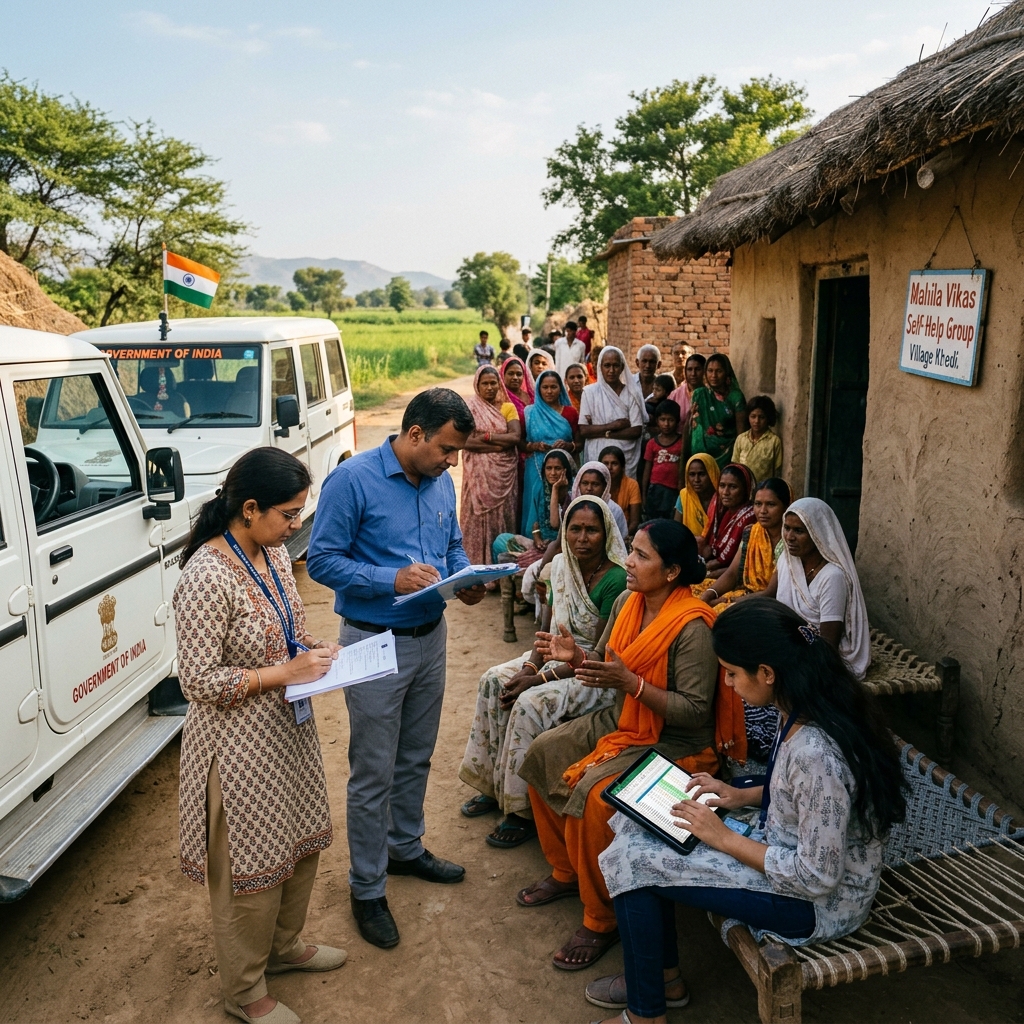 Auditors and social economists conducting a field impact evaluation and public review